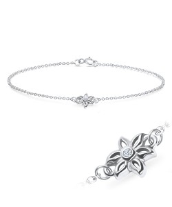 Gorgeous Daisy with CZ Silver Bracelet BRS-727